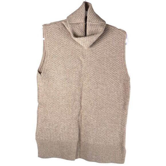 Repeat Womens 40 Medium brown knit textured sleeveless turtleneck tunic sweater - Picture 1 of 5